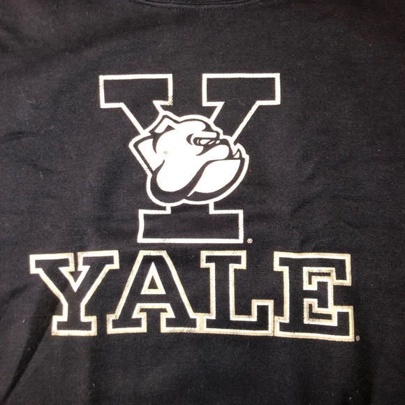 Vintage Yale Bulldogs Hoodie Adult Size Large Navy Sweatshirt Fall Winter Warm - Picture 2 of 14